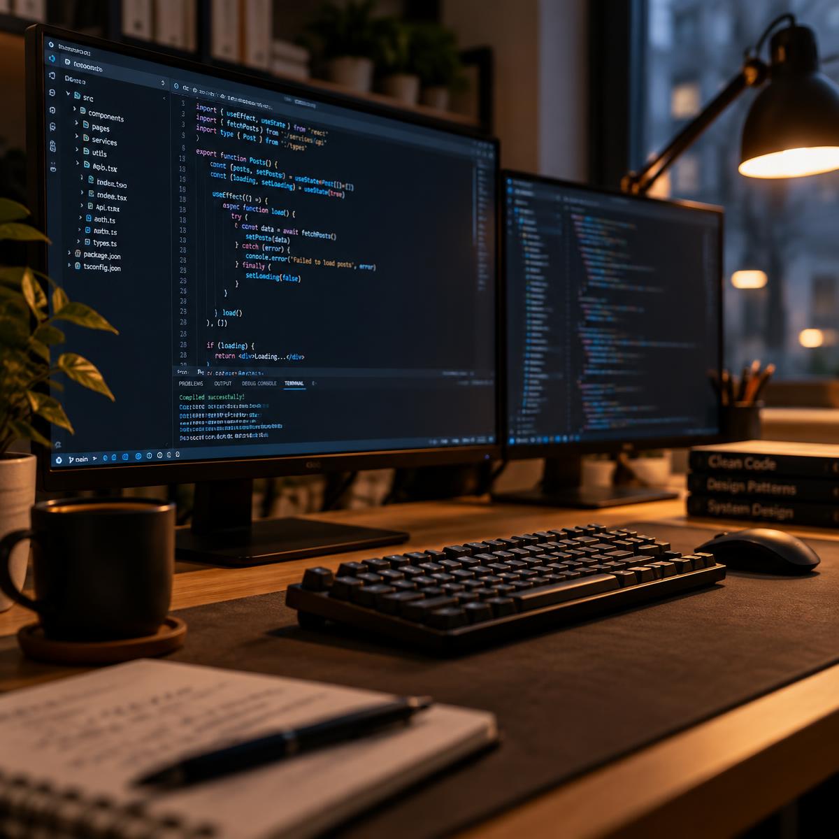 Code editor open on a developer's desk