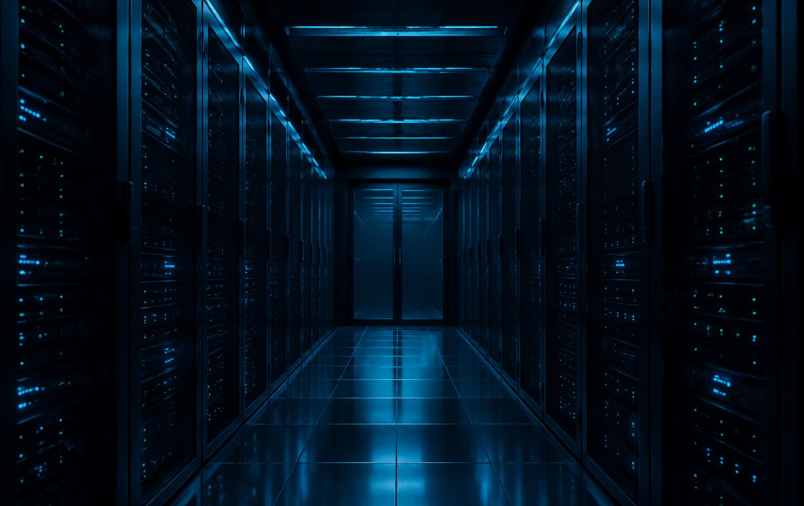 Server racks in a data centre corridor